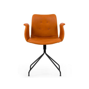 Cognac Leather Black Swivel Base