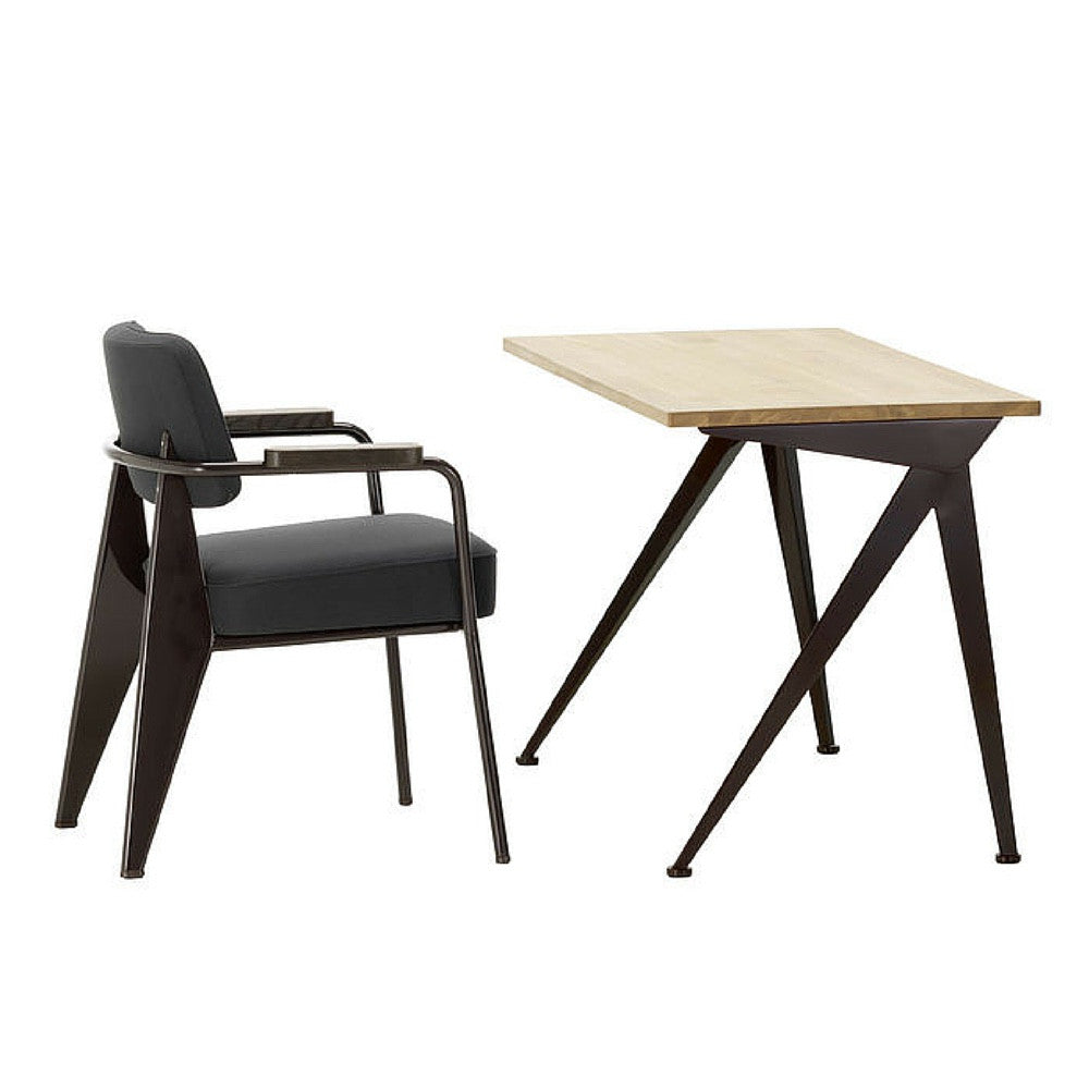 Prouve Fauteuil Direction Chair with Compas Direct Desk Oak Vitra