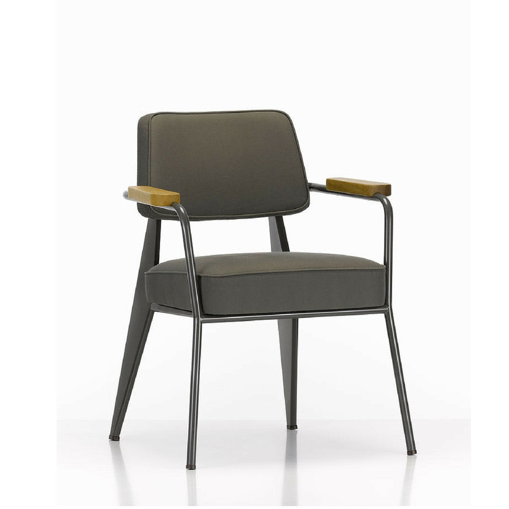 Prouve Fauteuil Direction Chair Grey with Oak Vitra