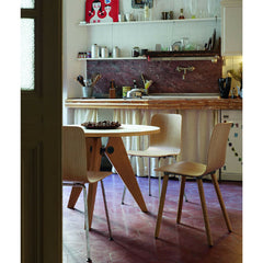 Prouve Gueridon Table in Kitchen with HAL Chairs Vitra