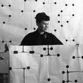 Ray Eames with Dot Pattern Blanket She Designed