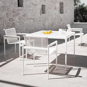 Richard Schultz 1966 Dining Table White Square by Stone Wall Outdoor Knoll