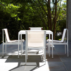 Richard Schultz 1966 Dining Table White Square with Dining Chairs Outdoor Knoll