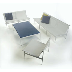 Richard Schultz Swell Collection with 1966 Blue Ceramic Top Rectangular Coffee Table for Knoll