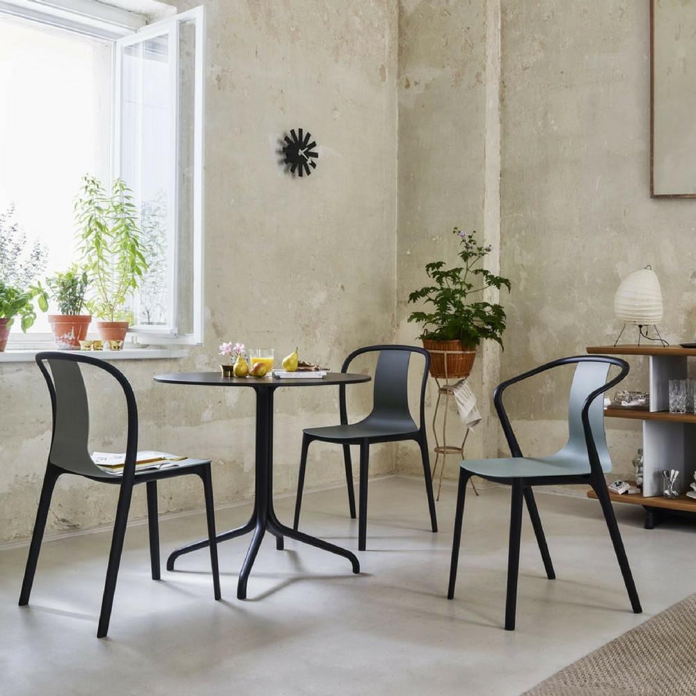 Ronan and Erwan Bouroullec's Belleville Round Bistro Table with Belleville Arm and Side Chairs by Vitra