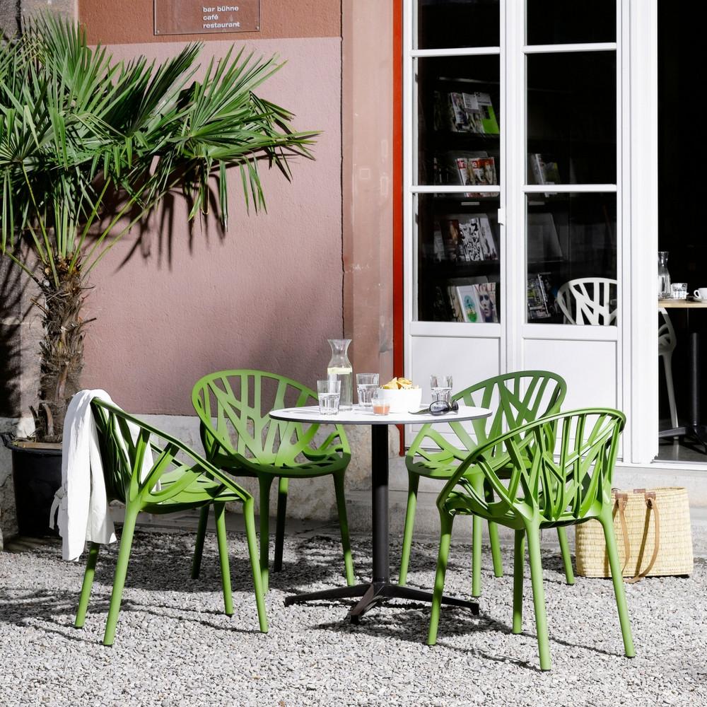 Ronan and Erwan Bouroullec's Belleville Outdoor Round Bistro Table with Vegetal Chairs by Vitra