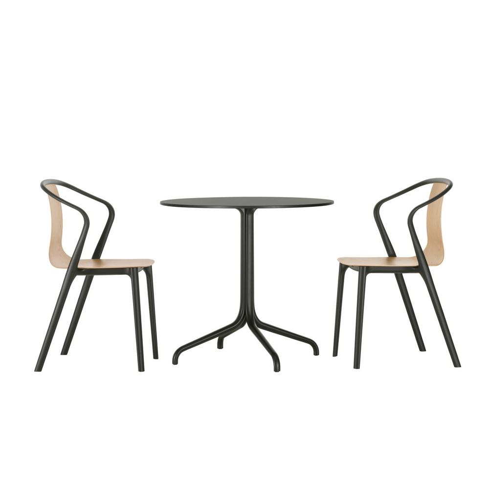 Belleville Round Bistro Table with Belleville Armchair by Vitra