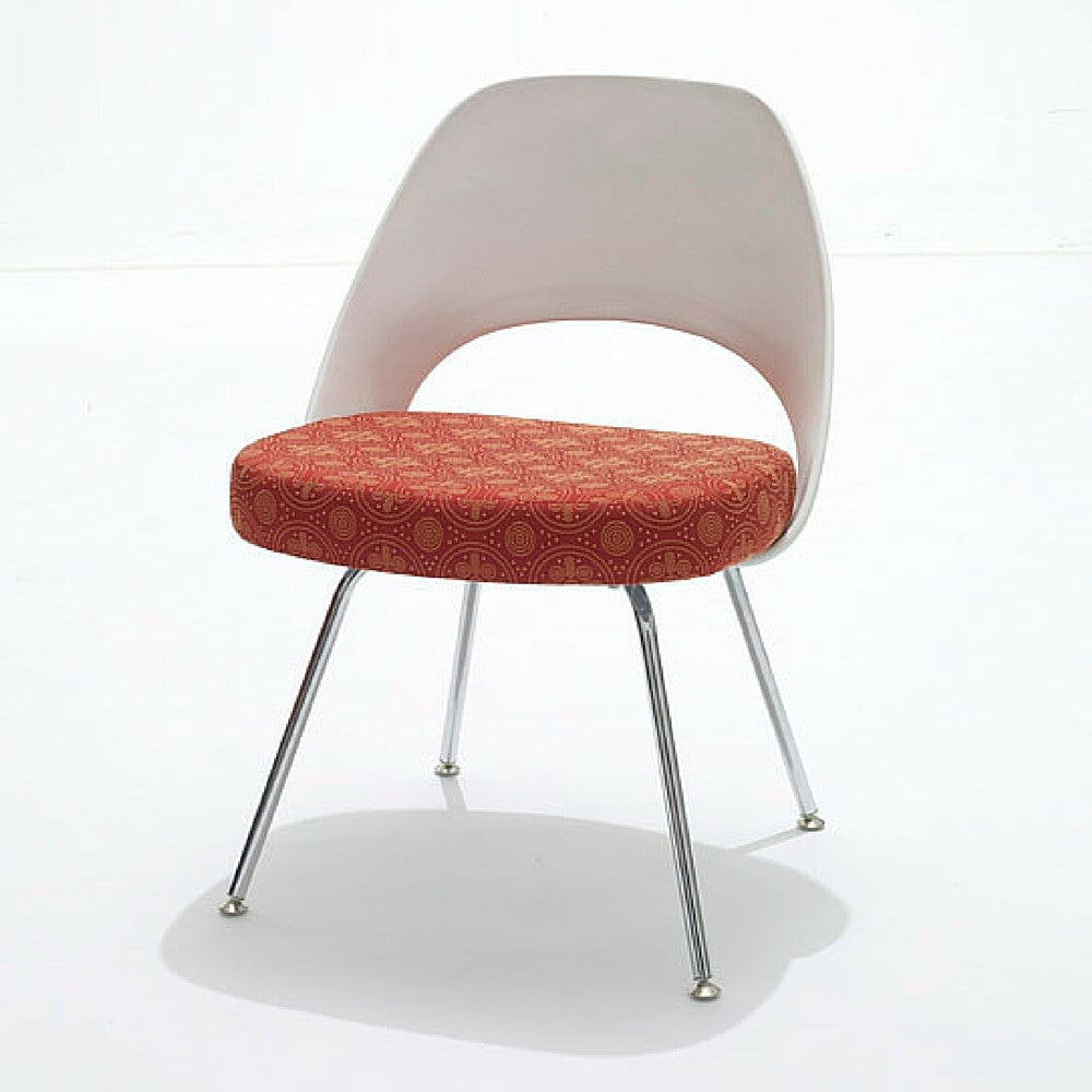 Saarinen Executive Armless Chair with Plastic Back Icon Marilyn Textile Seat Chrome Legs by Knoll