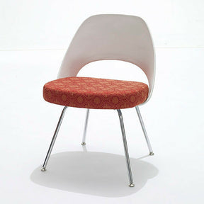 Saarinen Executive Armless Chair with Plastic Back Icon Marilyn Textile Seat Chrome Legs by Knoll