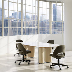 Saarinen Executive Armless Office Chairs on Casters Knoll Velvet in Conference Room