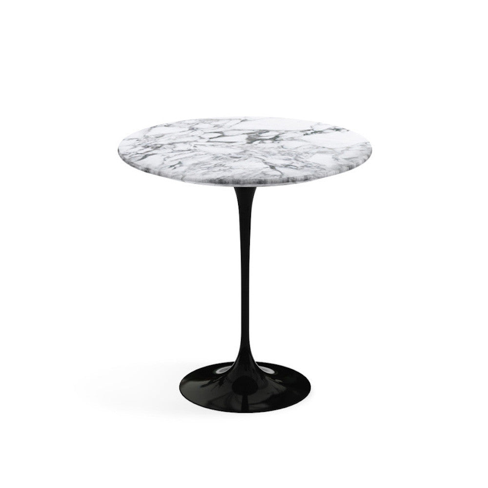 Saarinen Side Table Arabescato Marble Top Black Base