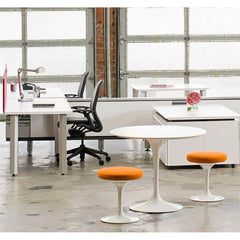 Tulip Stools with Saarinen Table in Open Plan Office Knoll