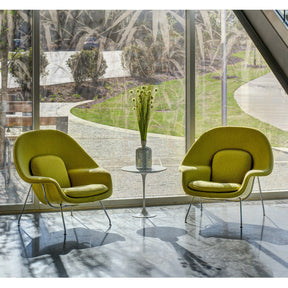 Saarinen Womb Chairs in Lobby Knoll Hopsack Lime