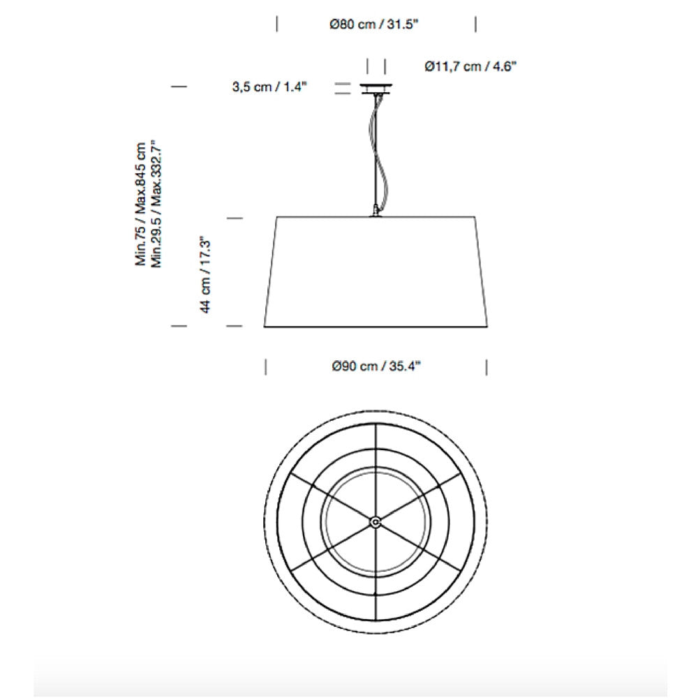 Santa & Cole GT7 Suspension Lamp Dimensions