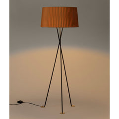 Santa Cole Tripode Floor Lamp Mustard Shade Brass Feet Light On