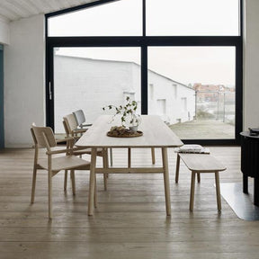 Skagerak Hven Dining Table (260) with Hven Armchair and Bench with Oak, No Treatment 