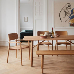 Skagerak Hven Bench Oak Oil in Copenhagen Apartment with Hven Dining Table and Armchairs