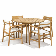 Skargaarden Djuro Teak Round Outdoor Dining Table with Djuro Dining Chairs
