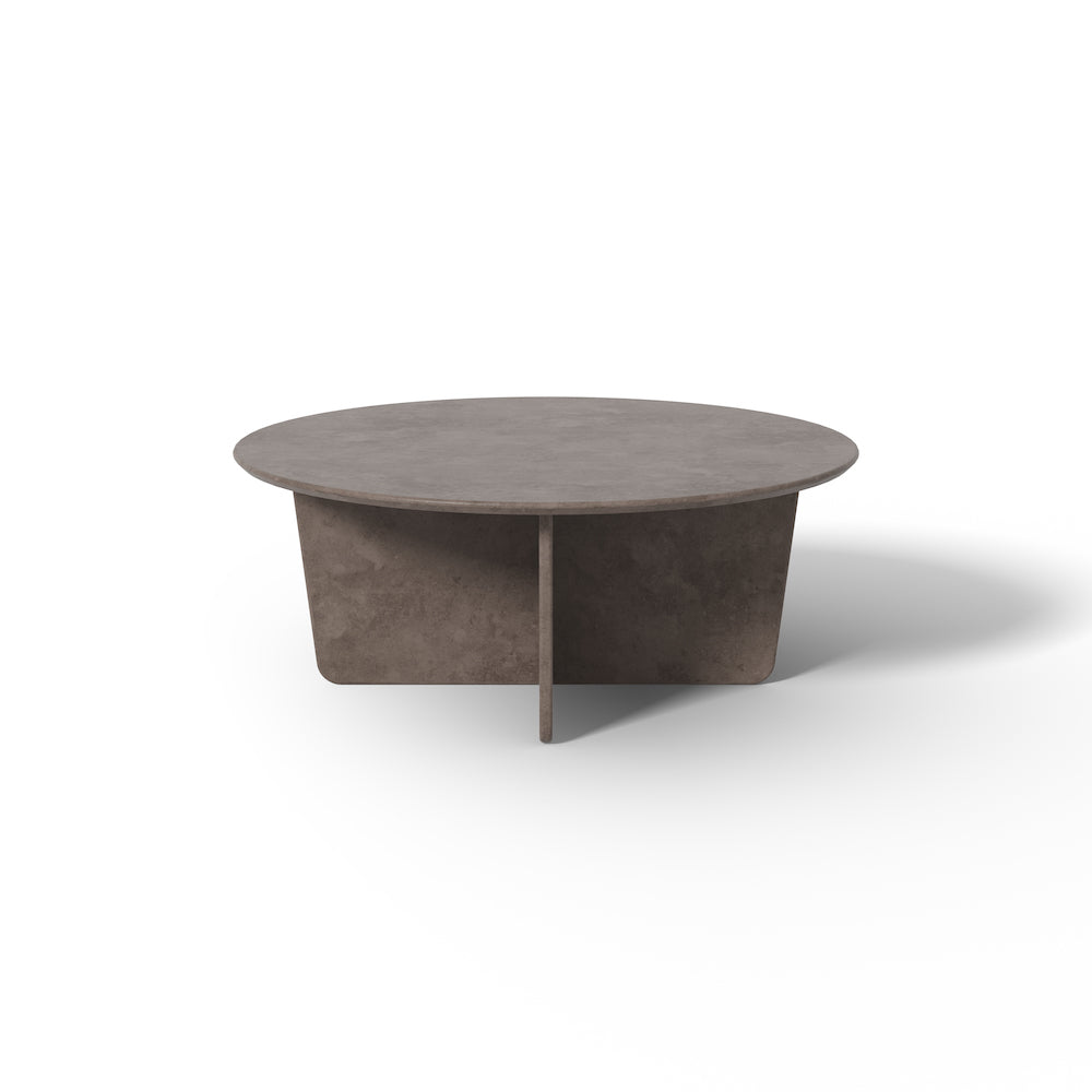 Tableau 39-inch Round Coffee Table in Dark Atlantico Limestone by Space Copenhagen for Fredericia