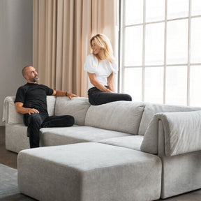 GUBI Wonder Sofa with its creators Space Copenhagen