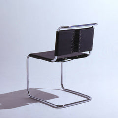 Spoleto Chair Black Belting Leather Cantilevered Back Ufficio Tecnico Knoll