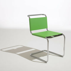 Spoleto Chair Key Lime Green Belting Leather Cantilevered Ufficio Tecnico Knoll