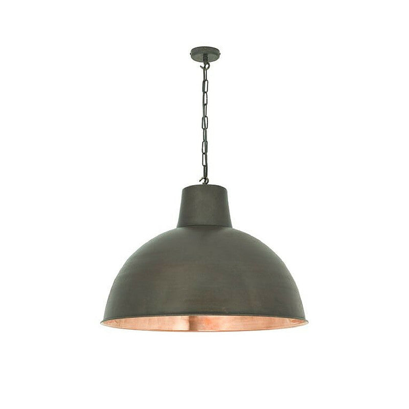 Spun Reflector Pendant Large Weather Copper Exterior Polished Copper Interior Davey Lighting Original BTC