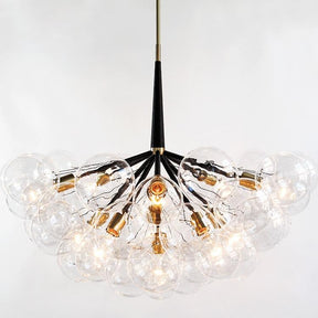 PELLE Supra Bubble Chandelier with Black Leather