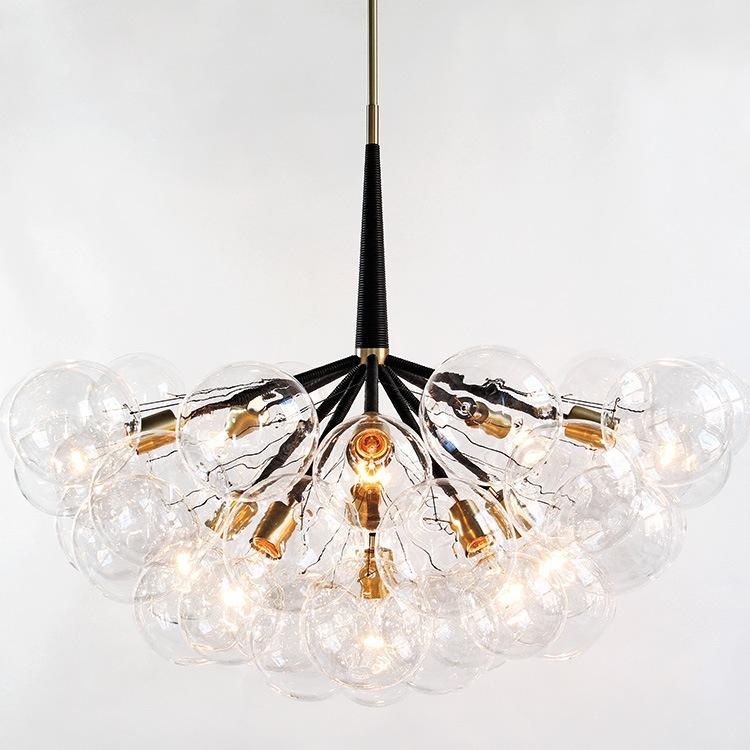 PELLE Supra Bubble Chandelier with Black Leather