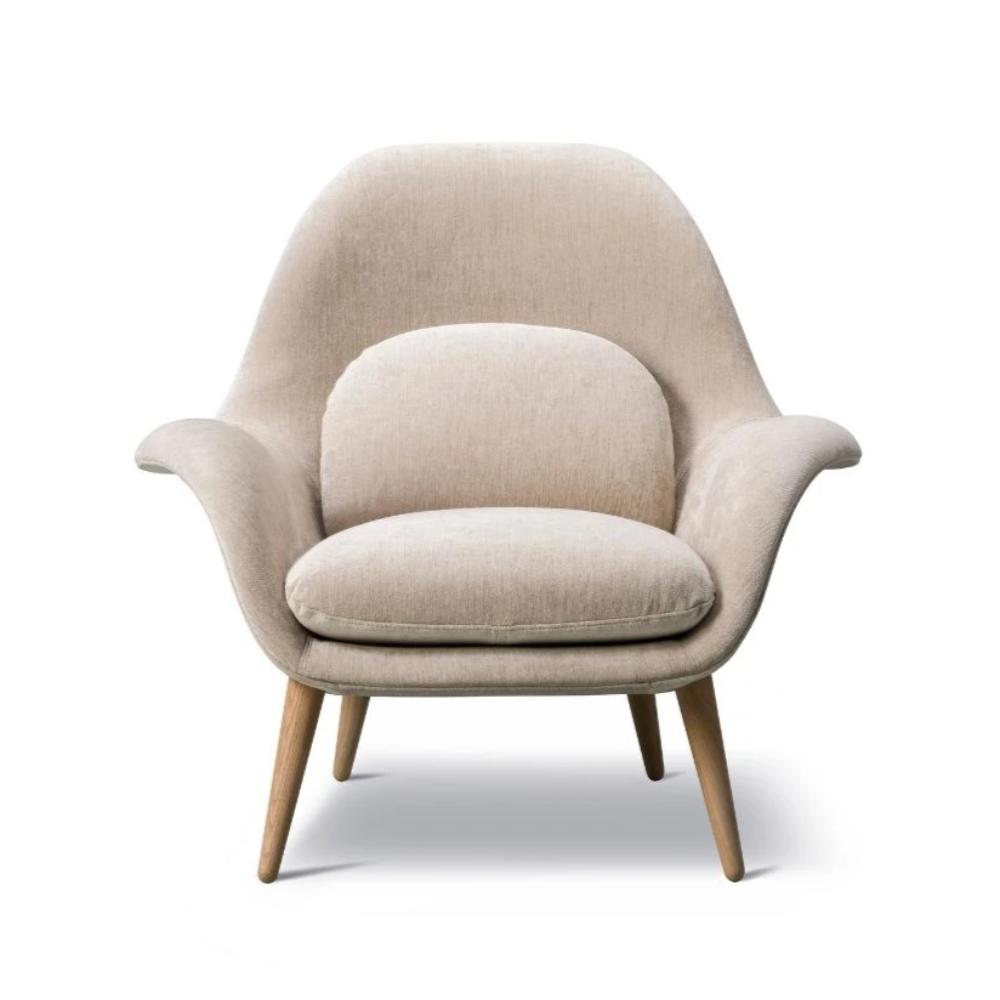 Swoon Lounge Chair by Space Copenhagen Beige Velvet