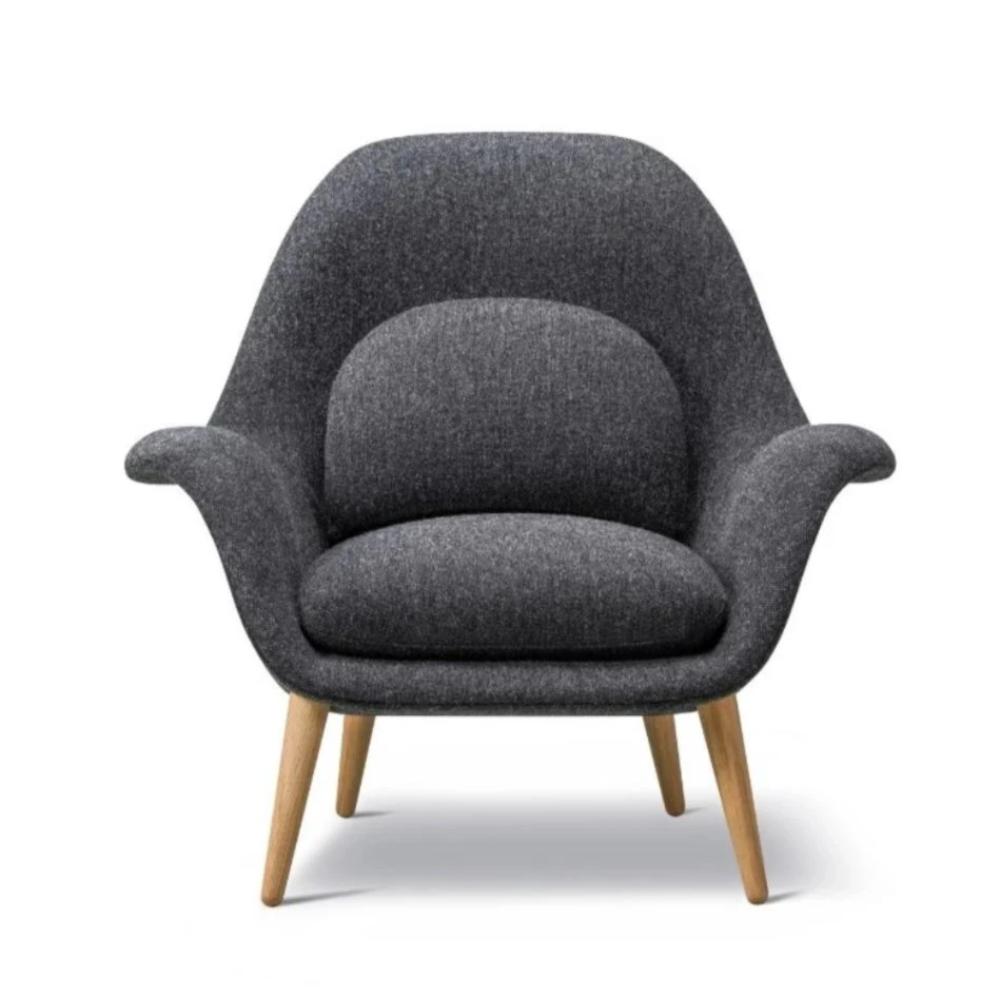 Fredericia Swoon Lounge Chair by Space Copenhagen in Kvadrat Hallingdal 65 180