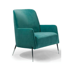 Thayer Coggin Mia Chair Teal with Polished Stainless Steel Legs