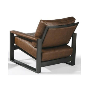 Thayer Coggin Chunky Milo Lounge Chair Brown Leather Dark Bronze 1372 Back