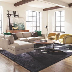 Thayer Coggin Milo Baughman 855 Design Classic Sectional Sofa in loft with Grasshopper Lamp and Rod chairs