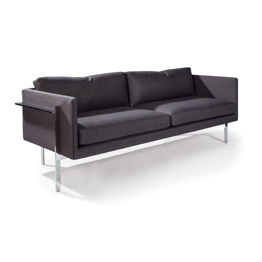 Thayer Coggin Milo Baughman Drop In Sofa Polished Stainless Steel Frame 1314-313