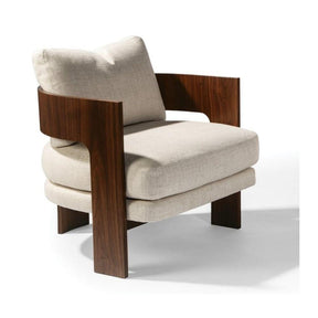 Thayer Coggin Milo Baughman On-3 Lounge Chair Walnut and Ivory Tweed