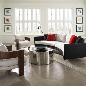 Thayer Coggin Milo Baughman On-3 Lounge Chairs in room with Slice Sectional Sofa