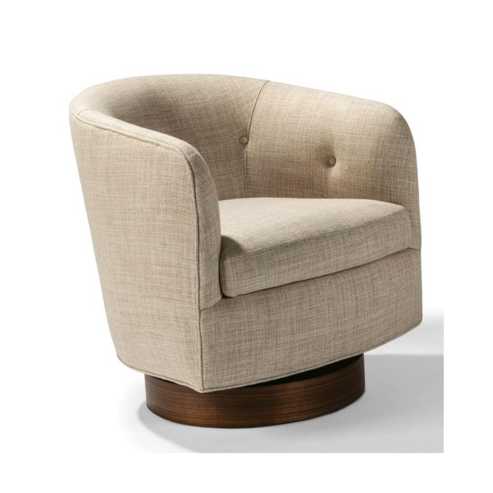 Thayer Coggin Milo Boughman Roxy Would Swivel Chair Walnut Base