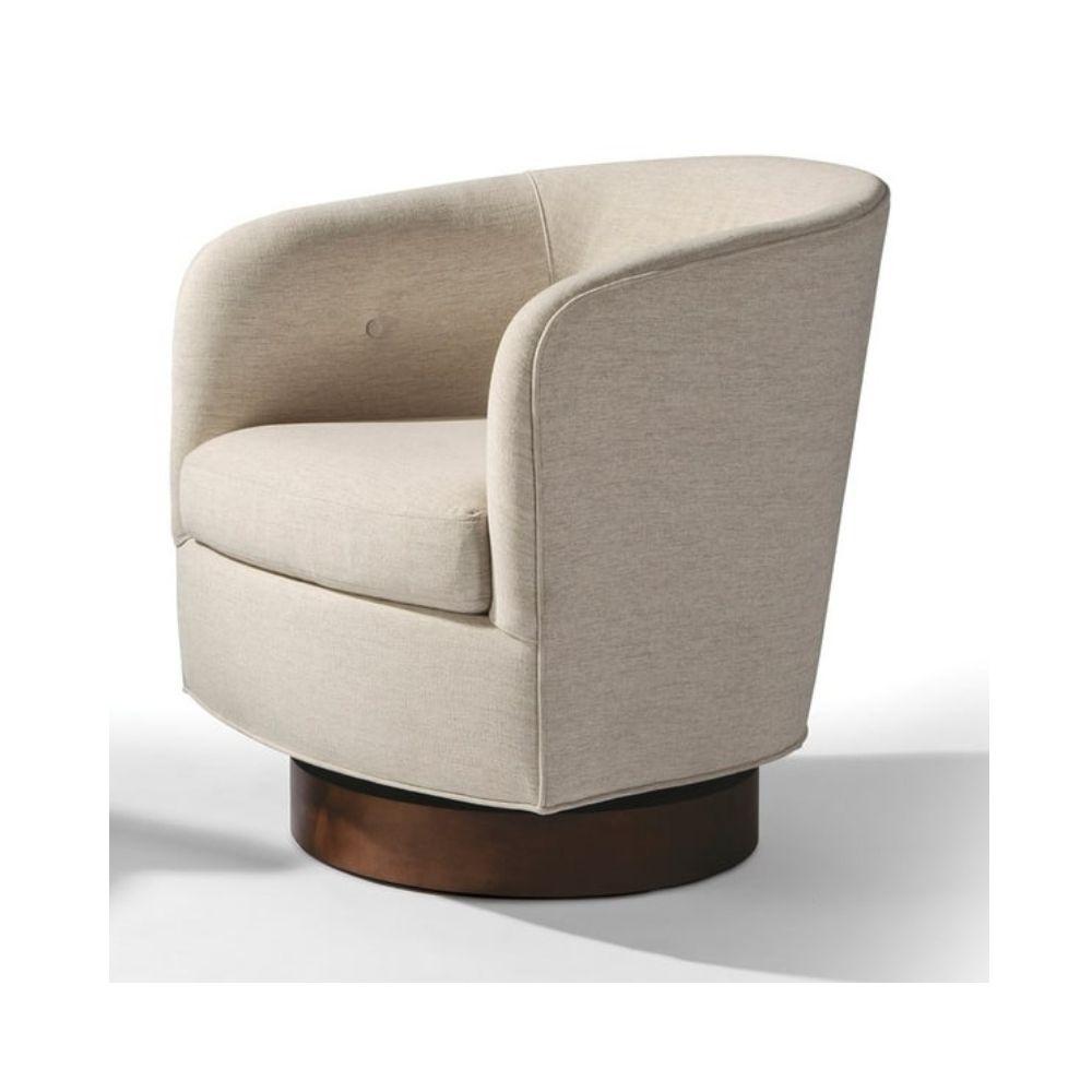 Thayer Coggin Milo Boughman Roxy Wood Swivel Chair