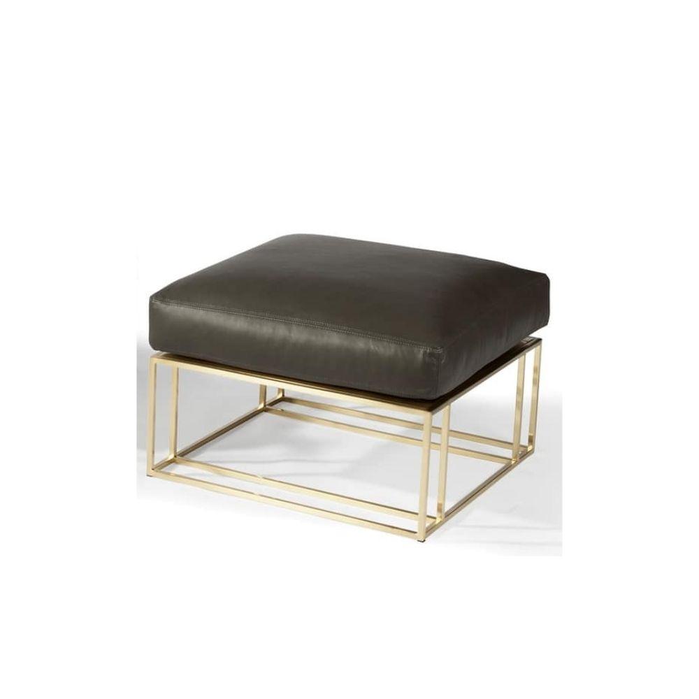 Thayer Coggin Milo Baughman Sling Ottoman with Satin Brass base