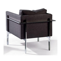 Thayer Coggin Milo Baughman Drop-In ChairPolished Stainless Steel Back