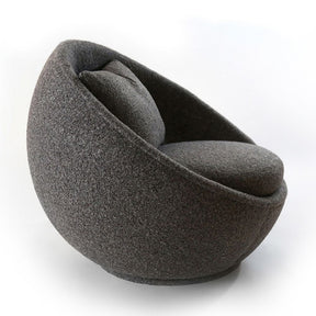 Thayer Coggin Milo Baughman Good Egg Swivel Chair Dark Grey Wool Side