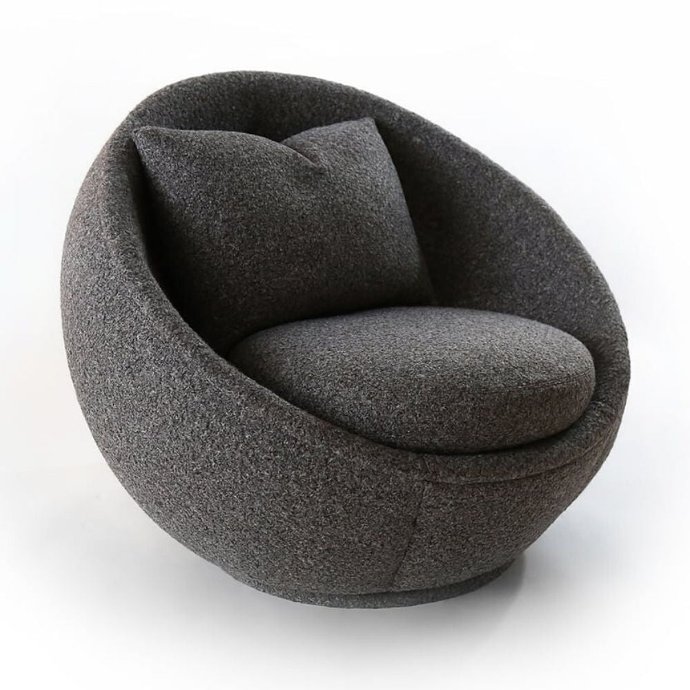 Thayer Coggin Milo Baughman Good Egg Swivel Chair Dark Grey Flannel