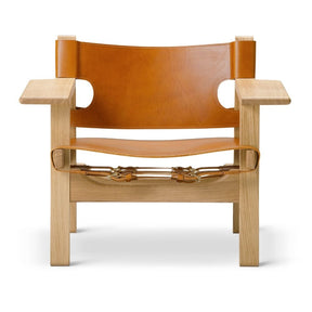 The Spanish Chair by Børge Mogensen for Fredericia in Cognac Leather and Lacquered Oak Frame