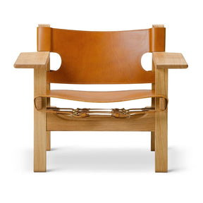 The Spanish Chair by Børge Mogensen for Frederician in Cognac Saddle Leather with Oiled Oak Frame