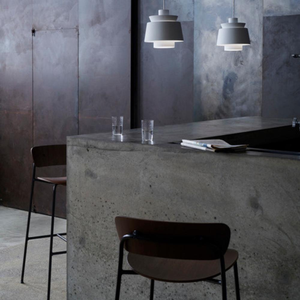 Utzon Pendant Lights with Anderssen Voll Pavilion Bar Stools And Tradition Copenhagen