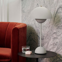 Verner Panton VP3 Flowerpot Lamp in Matte Grey Styled with Loafer Chair And Tradition Copenhagen
