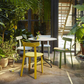 Vitra All Plastic Chairs by Jasper Morrison with Bouroullec Belleville Bistro Table