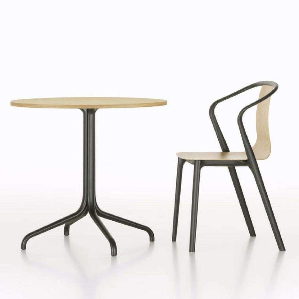 Vitra Belleville Chair in Natural Oak with Bistro Table