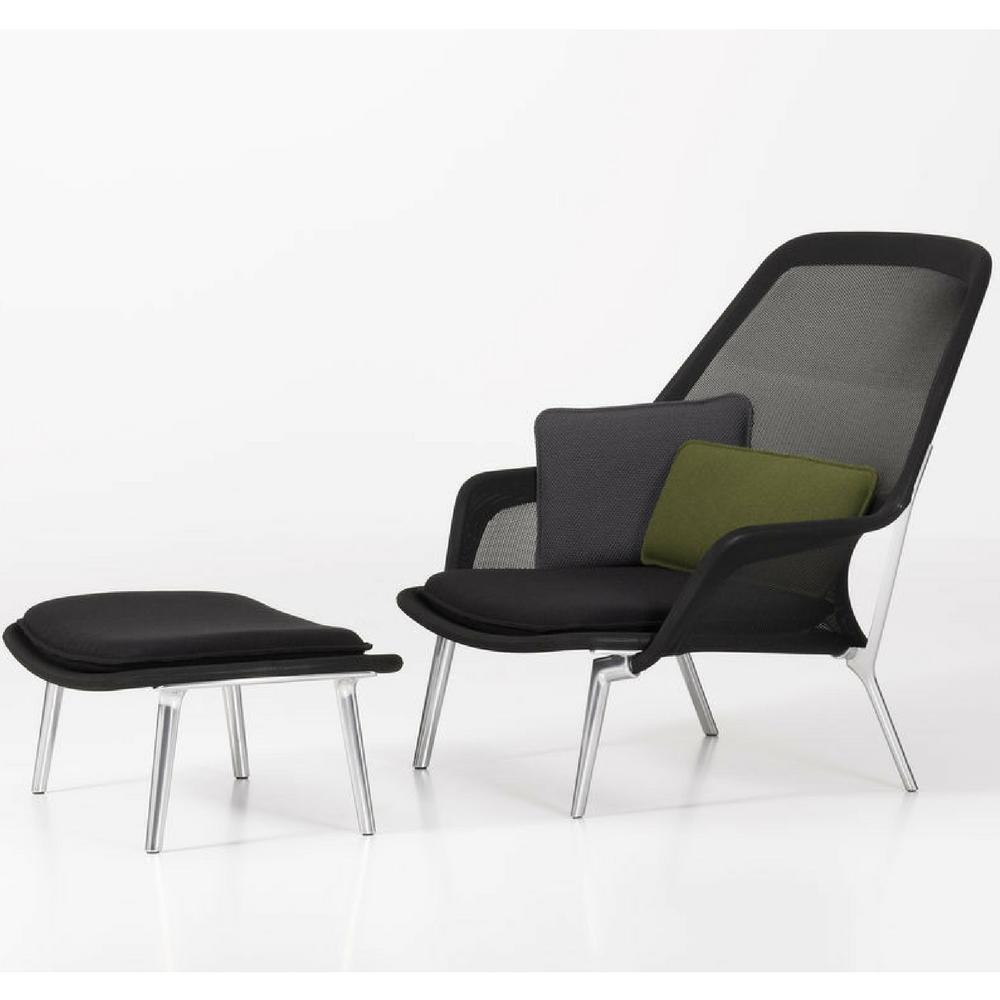 Vitra Bouroullec Slow Chair and Ottoman Black